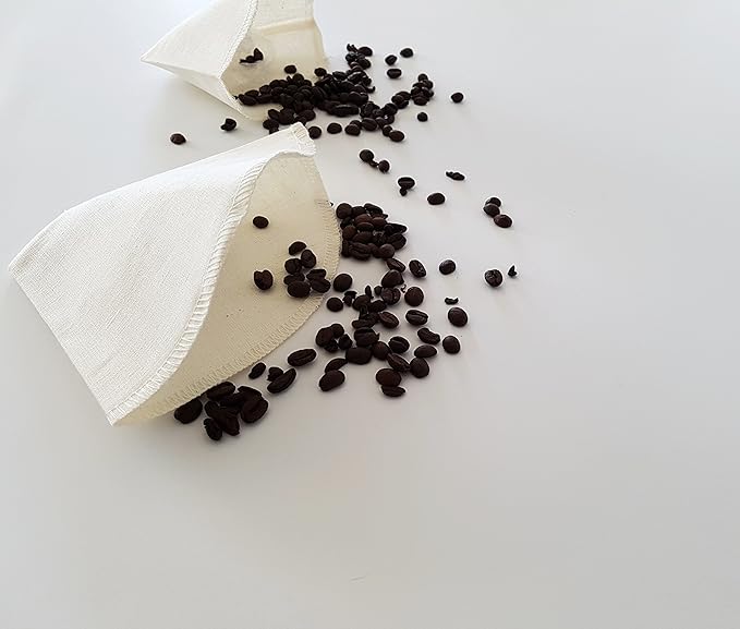 Cloth Reusable Cone Coffee Filter (Size #4) - Made in Canada of Hemp and Organic Cotton - Zero Waste, Eco-Friendly, Natural Filter for Drip Coffee Makers