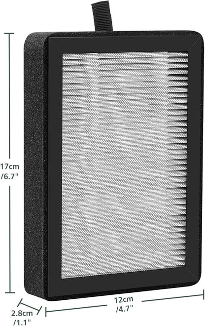 4 Pack LV-H128 Replacement Filter Compatible with LEVOIT LV-H128 / PUURVSAS (HM669A) / ROVACS (RV60) Air Purifiers, 3-in-1 Middle Layer, Activated Carbon Layer and Pre-Filter