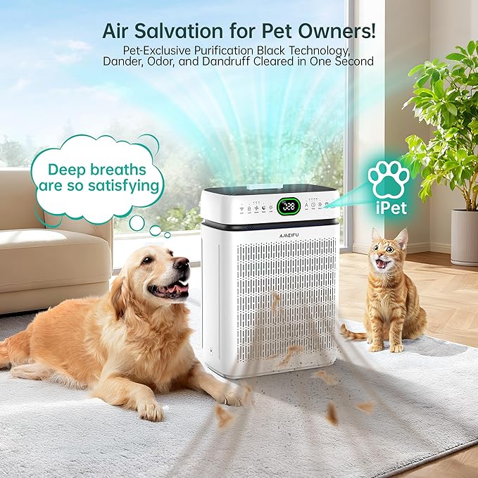 Air Purifiers for Home Large Room Up to 3500 Sq Ft with Washable Filters,Double-Sided HEPA with PM 2.5 Display Air Quality Sensor,Smart WiFi APP,Air Cleaner for Pets,Hair,Dust,Smoke,Dorm room,Office
