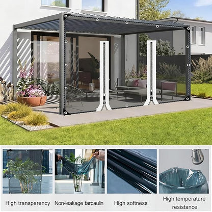 Curtain Patio Enclosure with Zippe, Heavy Duty PVC Transparent Tarpaulin Side Panels, Outdoor Clear Tarp Curtains for Porch, Pergola, Gazebo, Balcony, Patio(4.4x2.5m)
