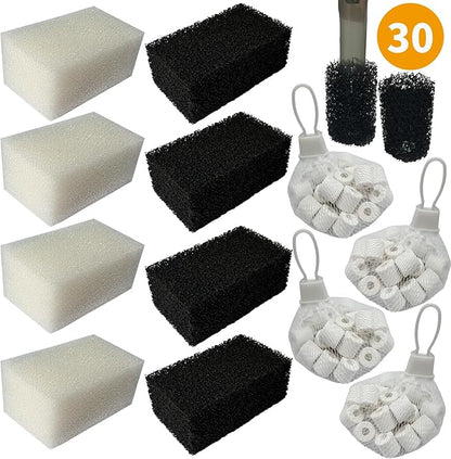 4 Set of Upgraded Three-Stage Filtration Tank Filter Maintenance Kit, Replacement for AquaClear 30/150 30-Gallon Aquarium