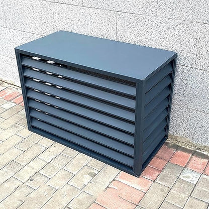 Aluminum Air Conditioner Cover Exterior Air Conditioning Unit Cover Air Conditioner Fence Screen Privacy Fence Trash Can Enclosure Outdoor Condenser Protective (Gray 100x50x70cm)