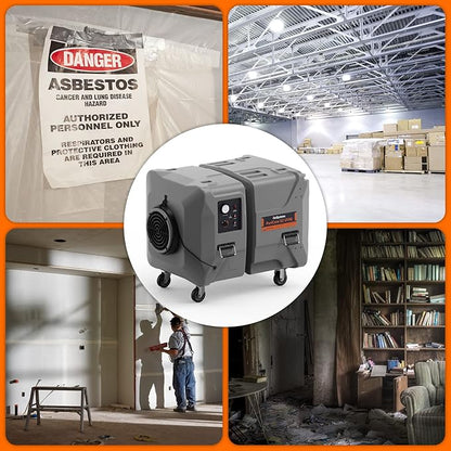 PURISYSTEMS Portable Air Scrubber, 2000 CFM Negative Air Machine with Built-In UV-C Light & Ionizer, Multi-Stage Filtration for Water/Fire Damage Restoration, Renovation, Variable Speed, Heavy-Duty