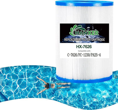 HANXER® Spa Filter Cartridge Replaces for C-7626, CX250RE, Star-Clear C250, PA25-4, PA25-4/M4, FC-1230, 70251 Hot Tub Filter, 25 sq.ft, 1 Pack