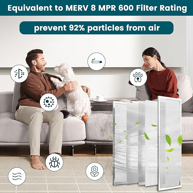 20x25x1 Air Filter-MERV 8, Washable & Reusable Electrostatic Air Filter, AC/HVAC Furnace Filter, Lasts a Lifetime, Permanent Filter, Breathe FresherHome And Office Actual Size:19.75x24.65x0.86Inch
