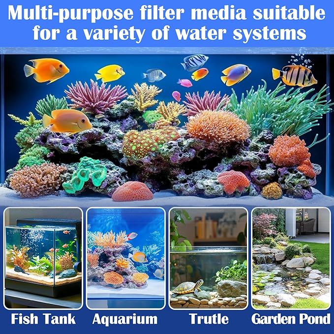Aquarium Filter Pad - Aquarium Filter Media, Aquarium Filter Floss,15.7 x 19.6in Filter Pad, Filter Floss for Fish Tank, Aquarium, Ponds,Garden，Saltwater, Fershwater,Plant, Trutle(Black)