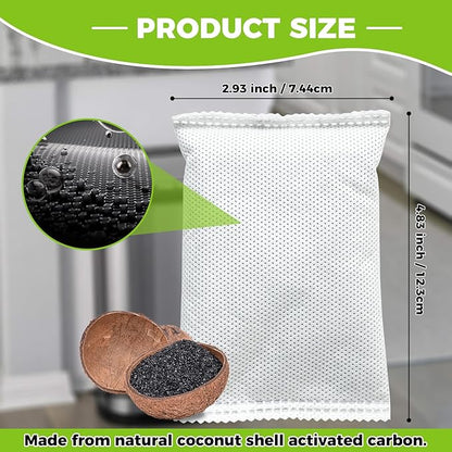 10-Pack (1.2 Pounds) Activated Charcoal Odor Absorber Filter Refills Compatible with iTouchless Trash Cans, Charcoal Odor Absorbing Bags, Each 4-Pack Fits 8-Gallon or Larger Trash Can