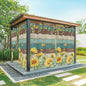 Sunflowers Outdoor Curtains for Patio Summer Floral Eucalyptus Leaves Vintage Wood Waterproof Outside Curtains with Grommet Top Weatherproof Curtain for Cabana Pergola Gazebo, 2 Pack, 54" W x 108" L