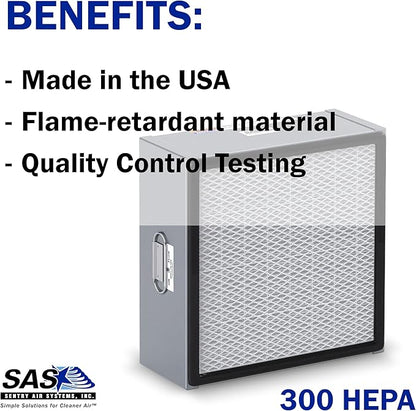 HEPA Filter for Model 300 Sentry Air Systems – MERV 17 Air Filter for Fume Extractors, Fume Hoods, Portable Clean Rooms, and Air Cleaners – 99.97% efficiency down to 0.3 microns