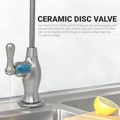 Metpure Non-airgap NSF Certified RO Faucet Reverse Osmosis Drinking Water Filtration System Water Dispenser Spout (Brushed Nickel). Vase Style with Faucet Wrench.