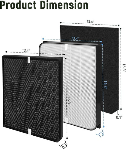 Replacement Filter Set Compatible with AirDoctor 3000 / AD3000 & AD3500 Air Purifier, 8-Pack (2 Main Filter + 2 Activated Carbon Filters + 4 Pre-Filters)