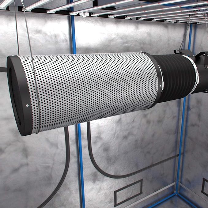 TerraBloom 10" Grow Ventilation Combo - 10" EC Fan and 10"x24" Premium Activated Air Carbon Filter For Large Grow Spaces