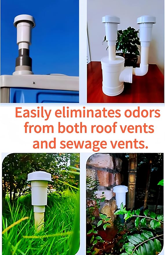 Activated Charcoal Vent Filter and Vent Sewer Refill, Compatible with 3", 2" or 1.5" Exhaust Pipe
