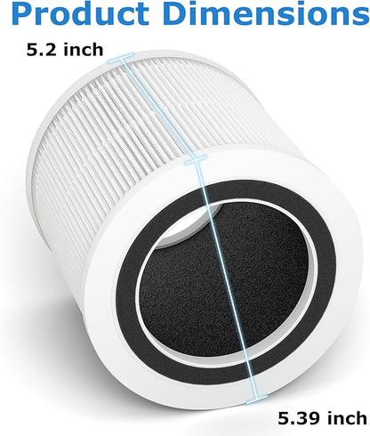 3 Pack H7126 Replacement Filter for GoveeLife H7126 Mini Air Purifier,3-in-1 H7126-RF H13 True HEPA Filter with Activated Carbon and 6 pcs Aroma Pads