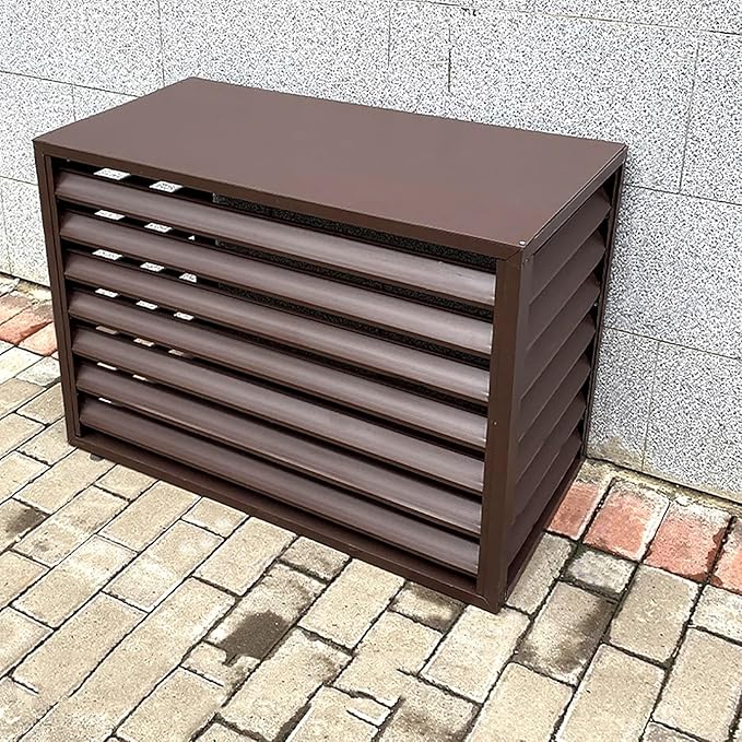 Aluminum Air Conditioner Cover Exterior Air Conditioning Unit Cover Air Conditioner Fence Screen Privacy Fence Trash Can Enclosure Outdoor Condenser Protective (Brown 110x60x80cm)