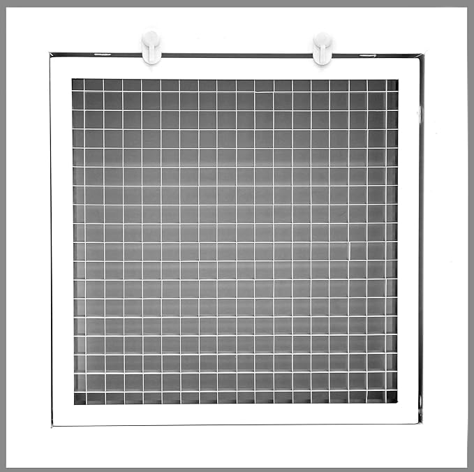 HVAC Premium 6" x 6" Cube Core Eggcrate Return Air Filter Grille for 1" Filter - Aluminum - White [Outer Dimensions: 8.5" x 8.5"]