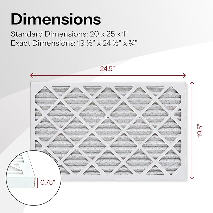 20x25x1 Air Filter by AIRx Filters MERV 11 Pleated Furnace Filter HVAC AC Filters - Made in the USA - 6 Pack