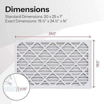20x25x1 Air Filter by AIRx Filters MERV 11 Pleated Furnace Filter HVAC AC Filters - Made in the USA - 6 Pack