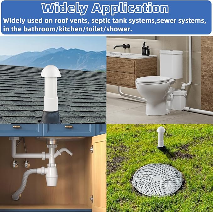 3 Inch Vent Stack Pipe Filter,Sewer Vent Filter Septic Tank Roof Vent Filters Cap for PVC Plastic Pipes Plumbing Air Exhaust,Vents Stack Filters Remove Outdoor Septic and Sewer Odors,with Mushroom Cap