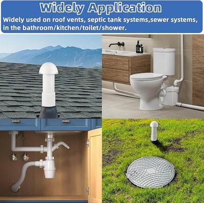 3 Inch Vent Stack Pipe Filter,Sewer Vent Filter Septic Tank Roof Vent Filters Cap for PVC Plastic Pipes Plumbing Air Exhaust,Vents Stack Filters Remove Outdoor Septic and Sewer Odors,with Mushroom Cap
