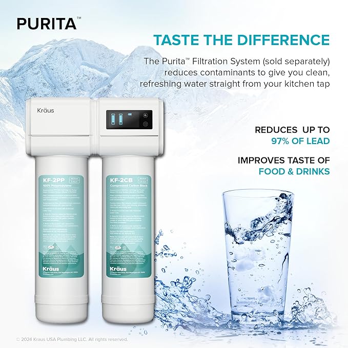 KRAUS Replacement Filter Cartridges for Purita 2-Stage Under Sink Water Filtration System with Carbon Block and Polypropylene Filters (Set of 2), FC-101