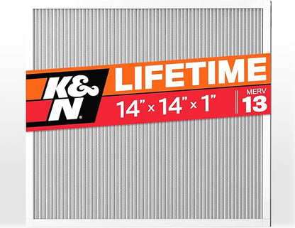 K&N 14X14X1 HVAC Furnace Air Filter, Lasts a Lifetime, Washable, Merv 13, the Last HVAC Filter You Will Ever Buy, Breathe Safely at Home or in the Office, HVC-13-11414