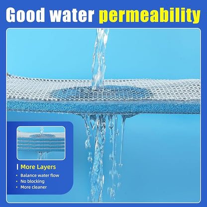 AQUANEAT Aquarium Filter Sponge 8-Layer Filter Media Pad, Cut-to-Size Foam Floss for Fish Tank Sump Pond (16" x 12" x 0.6")