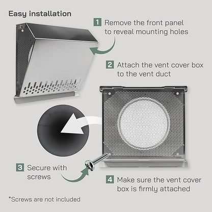 Vent Systems 6" Inch Air Supply Vent Cover with Rubber Gasket - Stainless Steel - Robust Weatherproof Outdoor Air Intake Box - Duct or Surface Mounting - Rain and Snow Protection