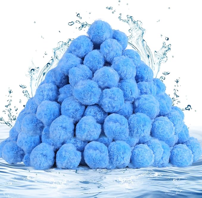 Askyli 2.9 lbs Pool Filter Balls for Sand Filter, Reusable Pool Sand Filter Balls, Efficient Pool Filter Sand, Suitable for All Sand Filter System (Equals 100lbs Pool Filter Sand) - Light Blue