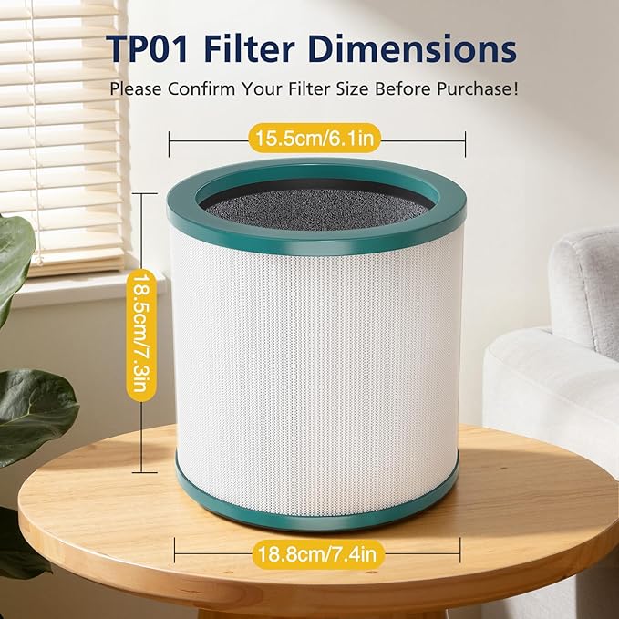 TP01 HEPA Filter Replacement Compatible Only with Dyson Tower Purifier Pure Cool Link TP01, TP02, TP03, AM11, BP01 Models, Replace Part 968126-03 – NOT for HP or DP Series (2 Pack)