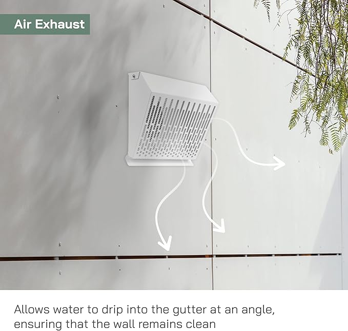 Vent Systems 6" Inch Exhaust Vent Cover with Rubber Gasket - White Galvanized Steel - Robust and Weatherproof Outdoor Air Exhaust Box - Duct or Surface Mounting - Rain and Snow Protection