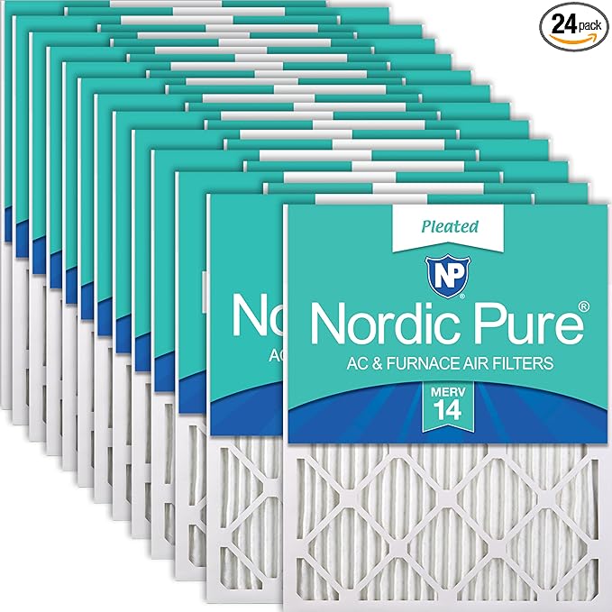 Nordic Pure 14x20x1 (Actual Size: 13 1/2 x 19 1/2 x 3/4) Pleated MERV 14 Air Filters 24 Pack