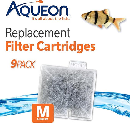Aqueon Aquarium Fish Tank Replacement Filter Cartridges Medium - 9 pack
