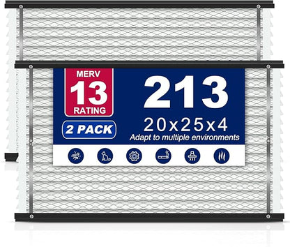 2-Pack 213 Air Filter Replacement Compatible with AprilAire Whole House Air Purifiers,Models 1210, 1620, 2210, 2216, 3210, 4200, MERV 13 20x25x4 Furnace Filter