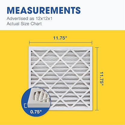 Aerostar 12x12x1 MERV 13 Air Filter, 6 Count, ACTUAL SIZE (11.75 x 11.75 x 0.75 ), HVAC, Air Conditioning & Furnace Filter for Allergies, Dust, Pet Dander & Smoke (MPR 1500 / FPR 10), Made in USA