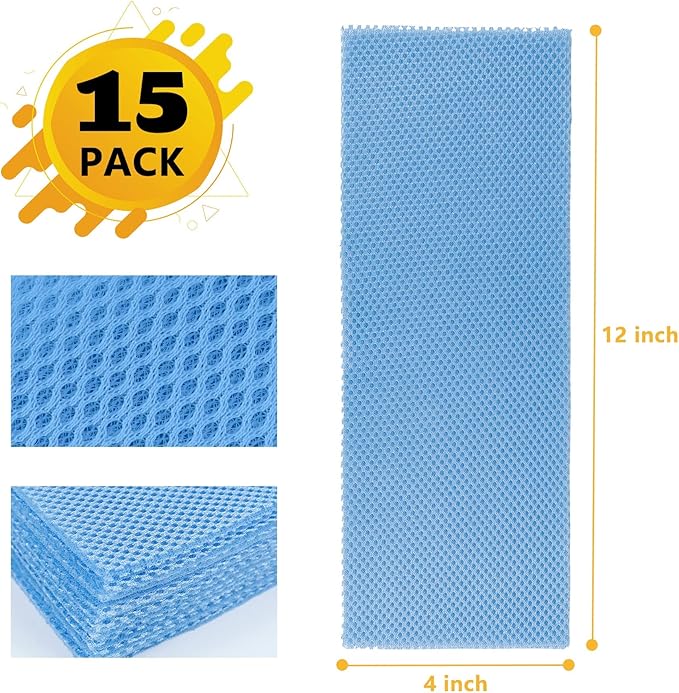 GCGOODS Reusable & Washable Air Vent Filters, 3 Layers for Indoor Grille Filtration, Reduce Dander, Dirt, Dust and Pollen, Floor Vent Filters, 15 Pcs 4" x 12", Blue