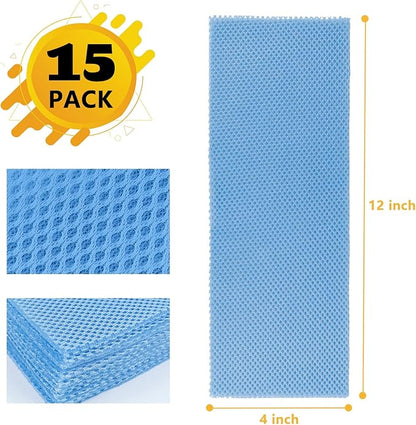 GCGOODS Reusable & Washable Air Vent Filters, 3 Layers for Indoor Grille Filtration, Reduce Dander, Dirt, Dust and Pollen, Floor Vent Filters, 15 Pcs 4" x 12", Blue
