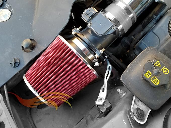 RED 3.5" 89 mm Inlet Cold Air INTAKE Cone Replacement Performance Washable Clamp-On Dry Air Filter