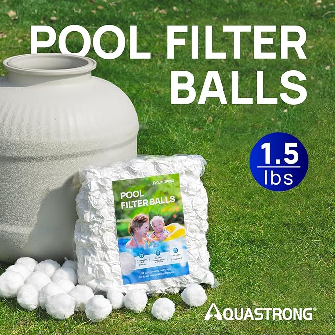 AQUASTRONG Pool Filter Balls for Sand Filters, 1.5 lbs Reusable Pool Sand Filter Balls (Replaces 50 lbs of Sand), Efficient Water Filtration Pool Filter Balls for Swimming Pools, Filter Pumps