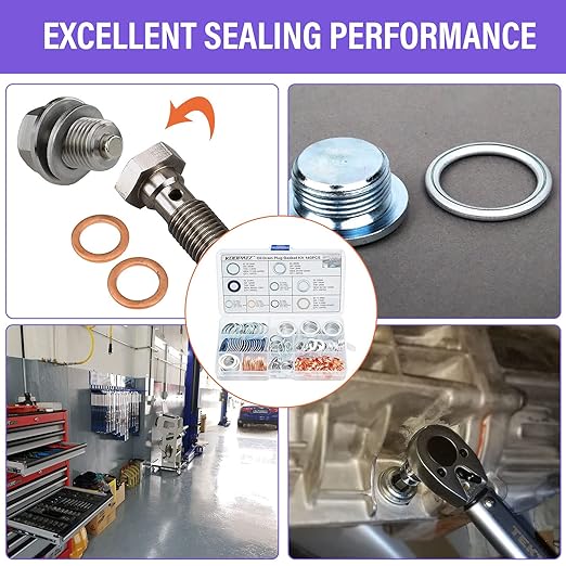 140PCS Oil Drain Plug Gasket Assortment Oil Crush Washers Seals Kit for Toyota Honda Subaru VW Audi Mercedes Benz (MIX-140)