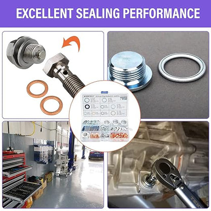 140PCS Oil Drain Plug Gasket Assortment Oil Crush Washers Seals Kit for Toyota Honda Subaru VW Audi Mercedes Benz (MIX-140)