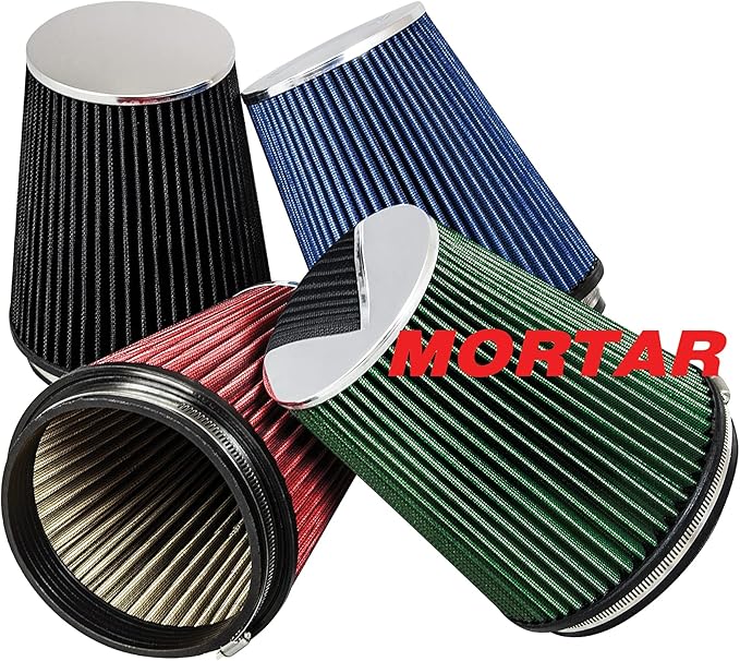 Mortar Aftermarket Auto Air Filter – 6 In Flange ID Car Enthusiast Class Universal Cold Air Intake Gulps in More Air for More Engine Power & Passionate Induction Sound, Length 8 In, Blue
