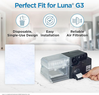 resplabs Filters Compatible with React Health Luna G3 Machine 180 Pack Disposable Standard Replacement Filters for 3B Luna G3 Equipment White 6 Month Supply