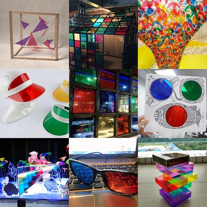 14 Pack Color Correction Light Gel Filter Sheet Colored Overlays Transparency Film Plastic Sheets for Halloween Led Light, or Outdoor Landscape, 11.7 by 8.3 Inches, 7 Colors