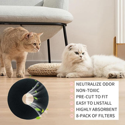 8 Pack Carbon Filters Compatible with Hidden Litter Box, Activated Carbon Filters Fit for Hidden Cat Litter Planters, Eliminate Odor and Controls Moisture on Pet's Body Keep Home Fresh
