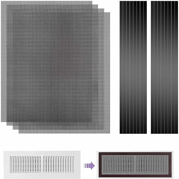 4 Pack 40cm x 30cm Magnetic Floor Vent Cover - Customizable Size PVC Mesh Register for Wall Ceiling Floor Catch Debris Hair Insect (Black)
