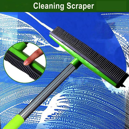 Multifunctional Broom, Telescopic Carpet Rake Rubber Pp 12.6in Brush Easy Wash Floor Carpet Broom for Pet Hair Dust Removal Tile Window Cleaner (Green)