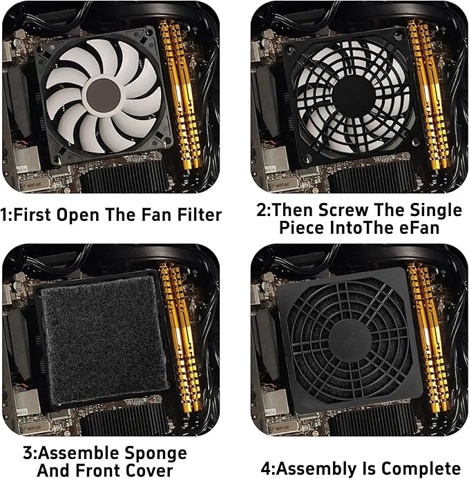 6Pcs 80mm Cooling Fan Filter, Plastic Dustproof Mesh Cover for PC Computer Case, Effective Dust Protection, Easy Installation, Reusable Filter Grill Black