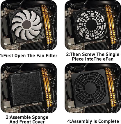 6Pcs 80mm Cooling Fan Filter, Plastic Dustproof Mesh Cover for PC Computer Case, Effective Dust Protection, Easy Installation, Reusable Filter Grill Black