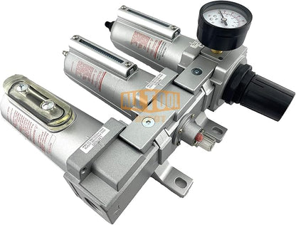 1/2" NPT HEAVY DUTY Industrial Grade Filter Regulator Coalescing Desiccant Dryer System For Compressed Air Lines, Metal Bowls, Great For Paint Spray And Plasma Cutter (AUTO DRAIN)